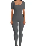 SC Plus Size Solid Color Square Neck Sport Jumpsuit GWTC-LTCX5203