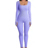 SC Plus Size Solid Color Square Neck Sport Jumpsuit GWTC-LTCX5203