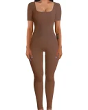 SC Plus Size Solid Color Square Neck Sport Jumpsuit GWTC-LTCX5203