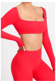 SC Long Sleeve Square Neck Sport Two Piece Pants Set GQSA-1053