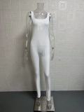 SC Plus Size Solid Color Square Neck Sport Jumpsuit GWTC-LTCX5203