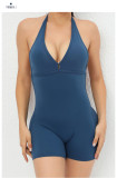 SC Solid Color Halterneck Tie Up Sport Romper GQSA-2283