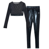 SC Sexy Mesh See Through Patchwork T Shirt Pant Suit GYHF-9075SD