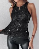 SC Leopard Print Sequin Tank Tops GYHF-51460TBD