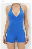 SC Solid Color Halterneck Tie Up Sport Romper GQSA-2283
