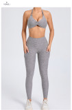 SC Halterneck Solid Tops Sport Yoga Pants Suit GQSA-74068/46442