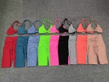 SC Halterneck Solid Tops Sport Yoga Pants Suit GQSA-74068/46442