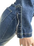 SC Denim Long Sleeve Zipper Coat Two Piece Pants Set CM-9528