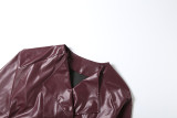 SC PU Leather Solid Color Irregular Coat XEF-K25C77277