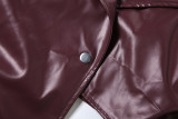 SC PU Leather Solid Color Irregular Coat XEF-K25C77277