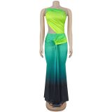 SC Sexy Off-Shoulder Gradient Color Maxi Dress BY-7473