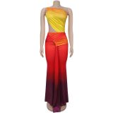 SC Sexy Off-Shoulder Gradient Color Maxi Dress BY-7473