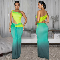 SC Sexy Off-Shoulder Gradient Color Maxi Dress BY-7473