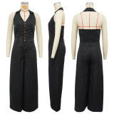 SC Sleeveless Backless Solid Maxi Dress YF-10884