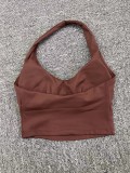 SC Solid Color Halterneck Backless Sport Tank Tops GQSA-11359