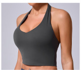 SC Solid Color Halterneck Backless Sport Tank Tops GQSA-11359