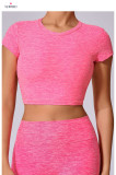 SC Solid Color Backless Short Sleeve Sport Tops GQSA-71240