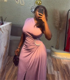 SC Single Shoulder Solid Color Maxi Dress GCNE-72610