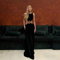 SC Sexy Round Neck Sleeveless Solid Color Maxi Dress XEF-K25D77740
