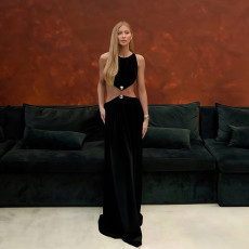 SC Sexy Round Neck Sleeveless Solid Color Maxi Dress XEF-K25D77740