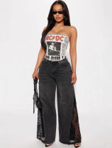 SC Letter Printed Strapless Top GFCF-1399