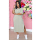SC Solid Color Short Sleeve Midi Dress GCNF-0109