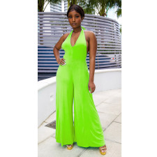 SC Halterneck Backless Solid Loose Jumspuit GCNF-0174