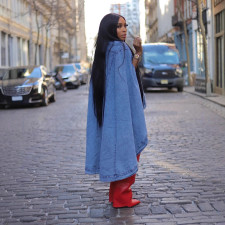 SC Long Sleeve Loose Denim Irregular Coats LSD-2458