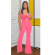 SC Sexy Zipper Sleeveless Jumpsuit Wrap Chest Two Piece Set GCNF-0050
