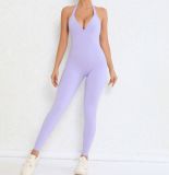 SC Backless Solid Color Tight Sport Jumpsuit GQSA-9150