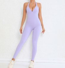 SC Backless Solid Color Tight Sport Jumpsuit GQSA-9150