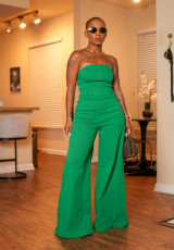 SC Solid Color Wrap Chest Wide Leg Jumpsuit GSXK-SX0402