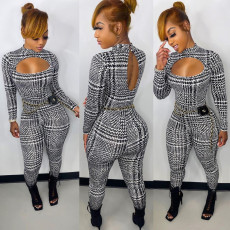 SC Long Sleeve Hollow Out Tight Jumpsuit GSXK-SK512000
