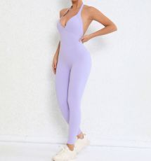 SC Backless Solid Color Tight Sport Jumpsuit GQSA-9150
