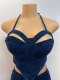 SC Solid Color Hollow Out Sling Two Piece Pants Set YRST-T064