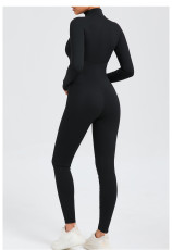 SC Long Sleeve Zipper Solid Sport Skinny Jumpsuit GQSA-10041