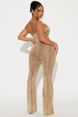 SC Hollow Out Bandage Denim Sling Jumpsuit YRST-T065