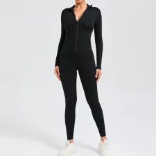 SC Long Sleeve Zipper Solid Sport Skinny Jumpsuit GQSA-10041