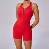 SC Sleeveless Solid Color Sport Romper GQSA-20720