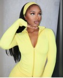 SC Long Sleeve Solid Color Sport Two Piece Pants Set(With Hairband) XMCS-qk20250911