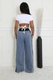 SC Splicing Woven Wide Leg Jeans YUMT-YMT419