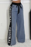 SC Splicing Woven Wide Leg Jeans YUMT-YMT419