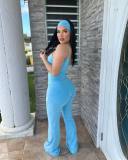 SC Sling Washed V Neck Denim Jumpsuit(Without Hairband) YRST-T111