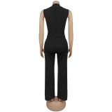 SC Sleeveless V Neck Slim Jumpsuit BY-7496