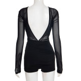 SC Sexy Mesh Long Sleeve Pleated Romper GSZM-C25RP262