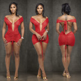 SC Solid Color Short Sleeve Pleated Mini Dress GSZM-J25DS286