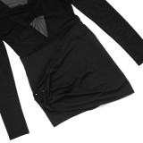 SC Sexy Mesh Long Sleeve Pleated Romper GSZM-C25RP262