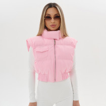 SC Solid Color Sleeveless Zipper Cotton Vest Jacket GSZM-Y25TP352
