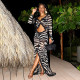 SC Zebra Pattern Hollowed Out Pleated Maxi Dress MXBF-J25DS204