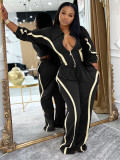 SC Color Block Zipper Two Piece Pants Set CH-25039